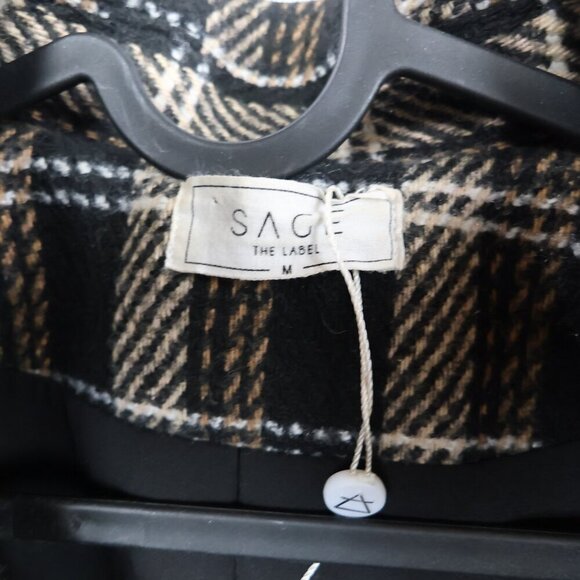 Anthropologie Sage The Label Plaid Shacket - Neutral Brown - Size Medium - Picture 7 of 11